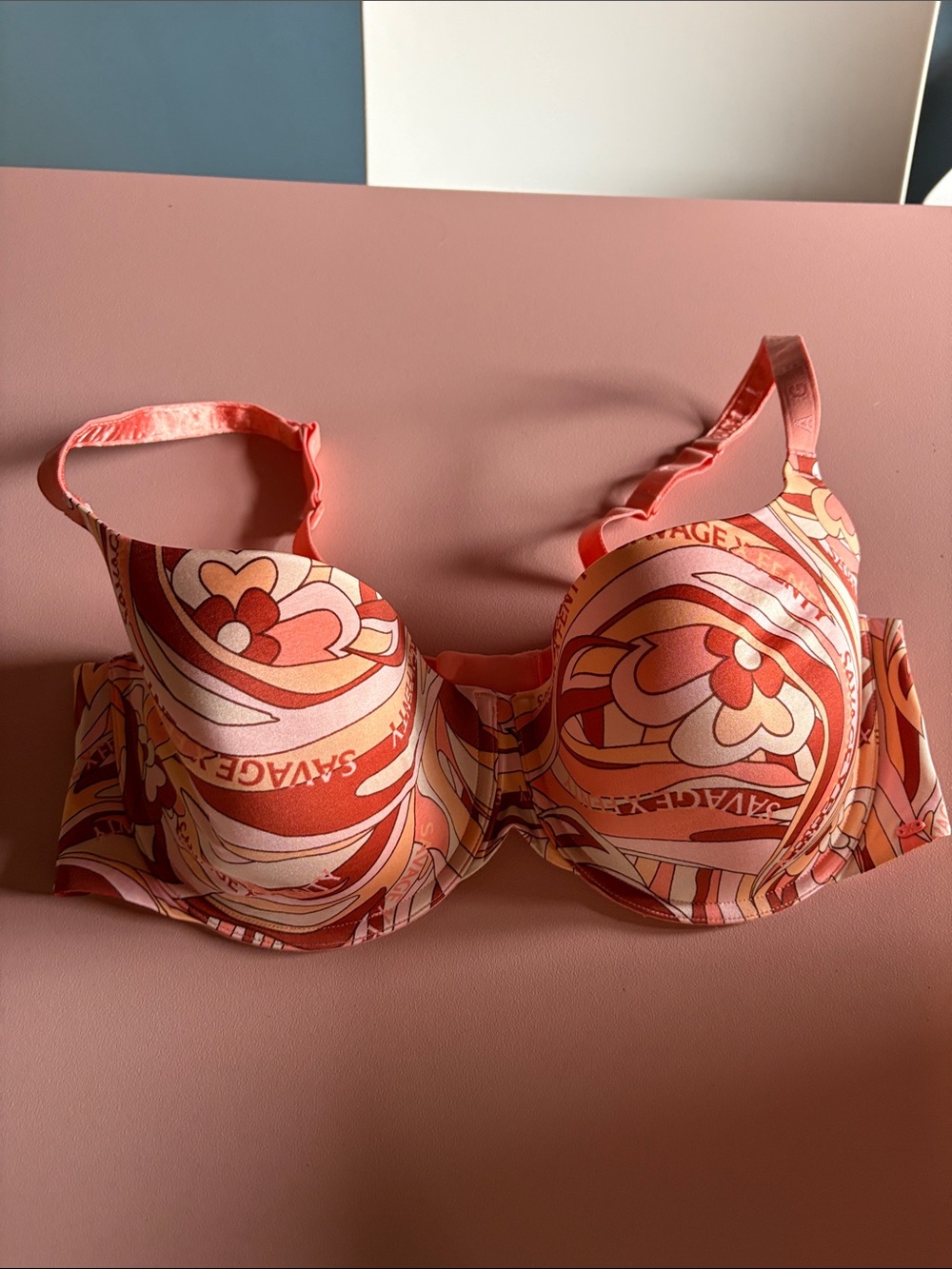 Savage X Fenty Coral & Peach Swirl Underwire Bra